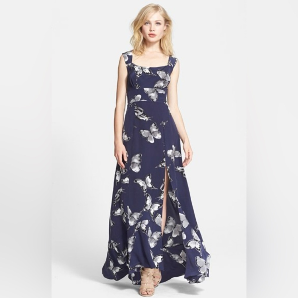 NWT Tracy Reese Silk Aflutter Butterfly Maxi Dress Size 2